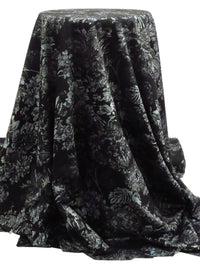 Ink Black/ Ash Gray/Light Gray Polyester/Lycra Jungle Print Jacquard Double Knit - NY Designer - 59W