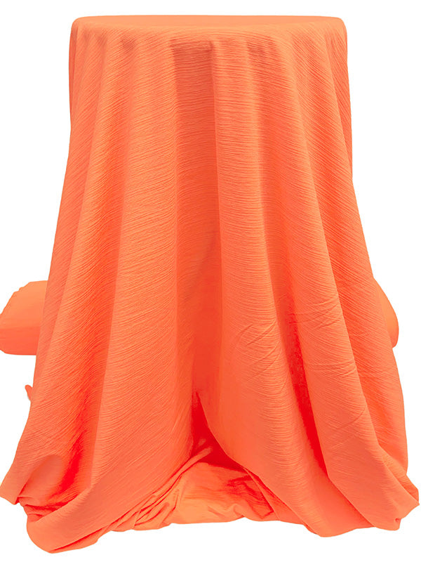 Coral Orange Nylon/Lycra Horizontal Slubbed Activewear Knit - NY Designer - 58W