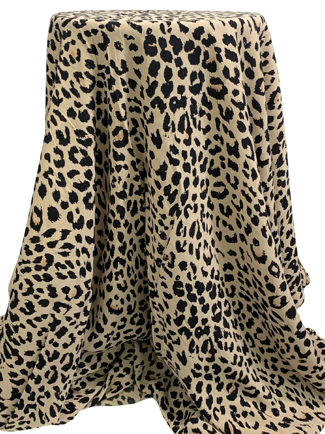 Light Tan/Black 100% Rayon Animal Print Crepe de Chine - NY Designer - 50W