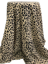 Light Tan/Black 100% Rayon Animal Print Crepe de Chine - NY Designer - 50W