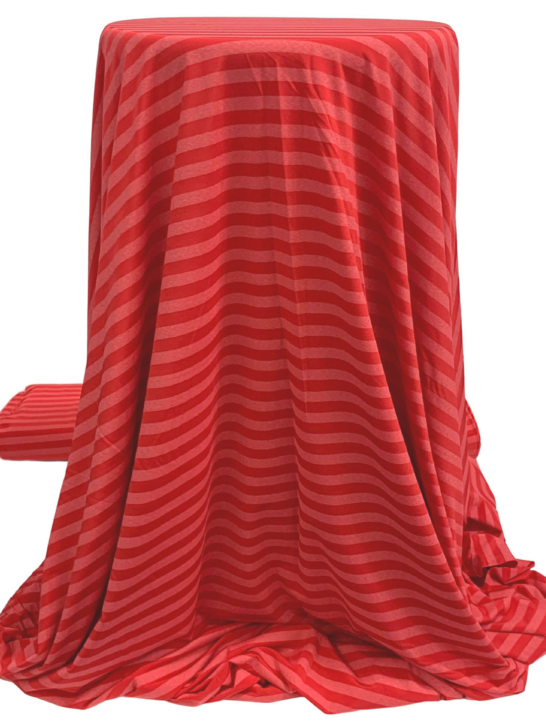 Crimson/Soft Strawberry Polyester/Lycra Horizontal Stripe 4 Way Stretch Knit 55W