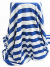 Azure Blue/White Cotton/Polyester Horizontal Stripe Jersey Knit 56W