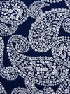 Midnight Navy/White Polyester/Lycra Floral Paisley Print ITY Knit - NY Designer - 58W