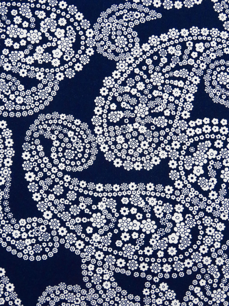 Midnight Navy/White Polyester/Lycra Floral Paisley Print ITY Knit - NY Designer - 58W