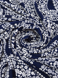 Midnight Navy/White Polyester/Lycra Floral Paisley Print ITY Knit - NY Designer - 58W