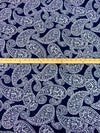 Midnight Navy/White Polyester/Lycra Floral Paisley Print ITY Knit - NY Designer - 58W