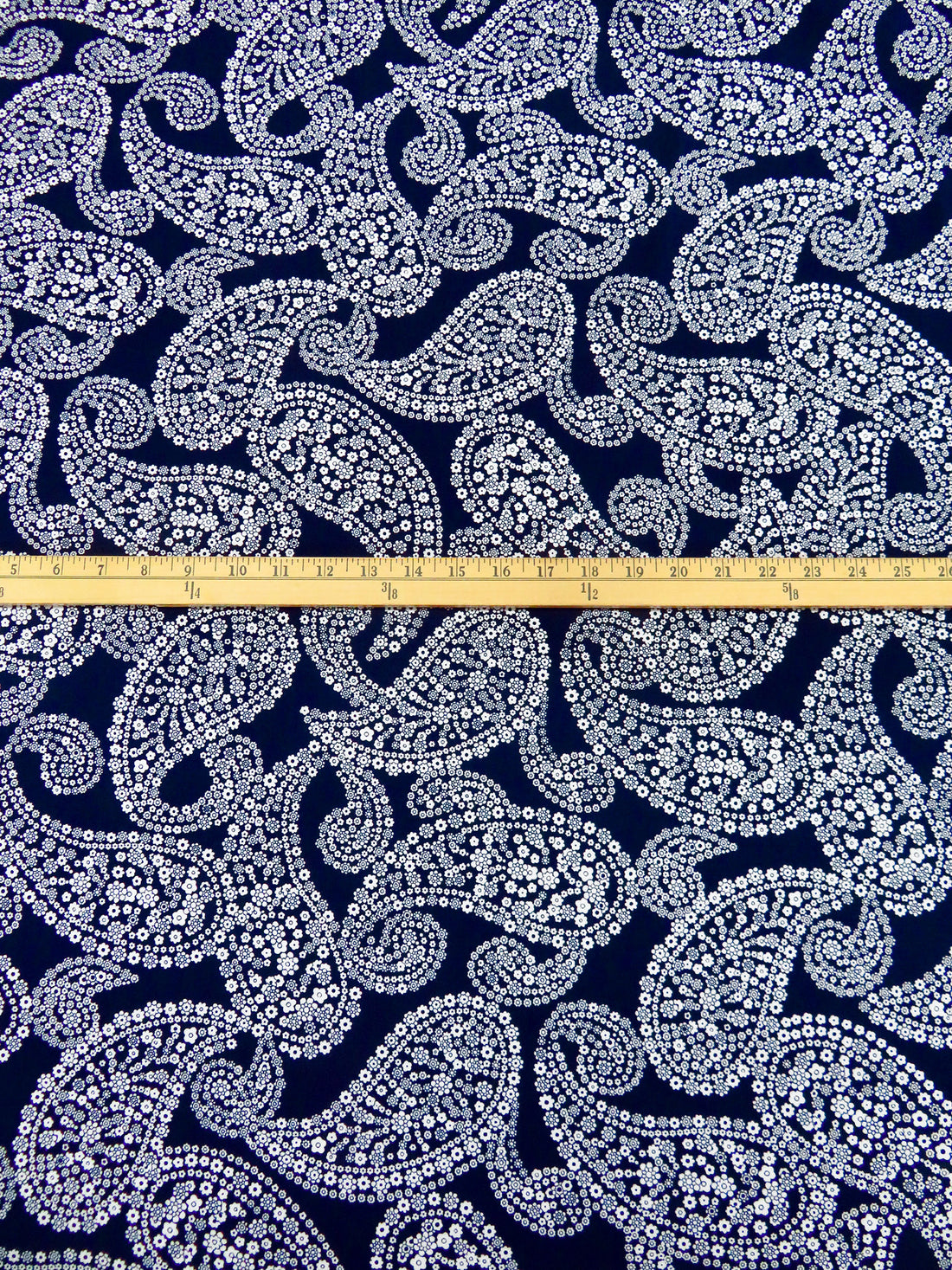 Midnight Navy/White Polyester/Lycra Floral Paisley Print ITY Knit - NY Designer - 58W