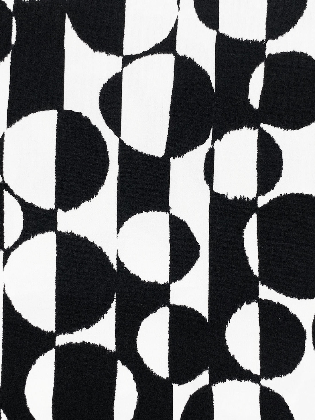 White/Black Polyester/Lycra Vertical Striped Irregular Circles Print ITY Knit - NY Designer - 56W