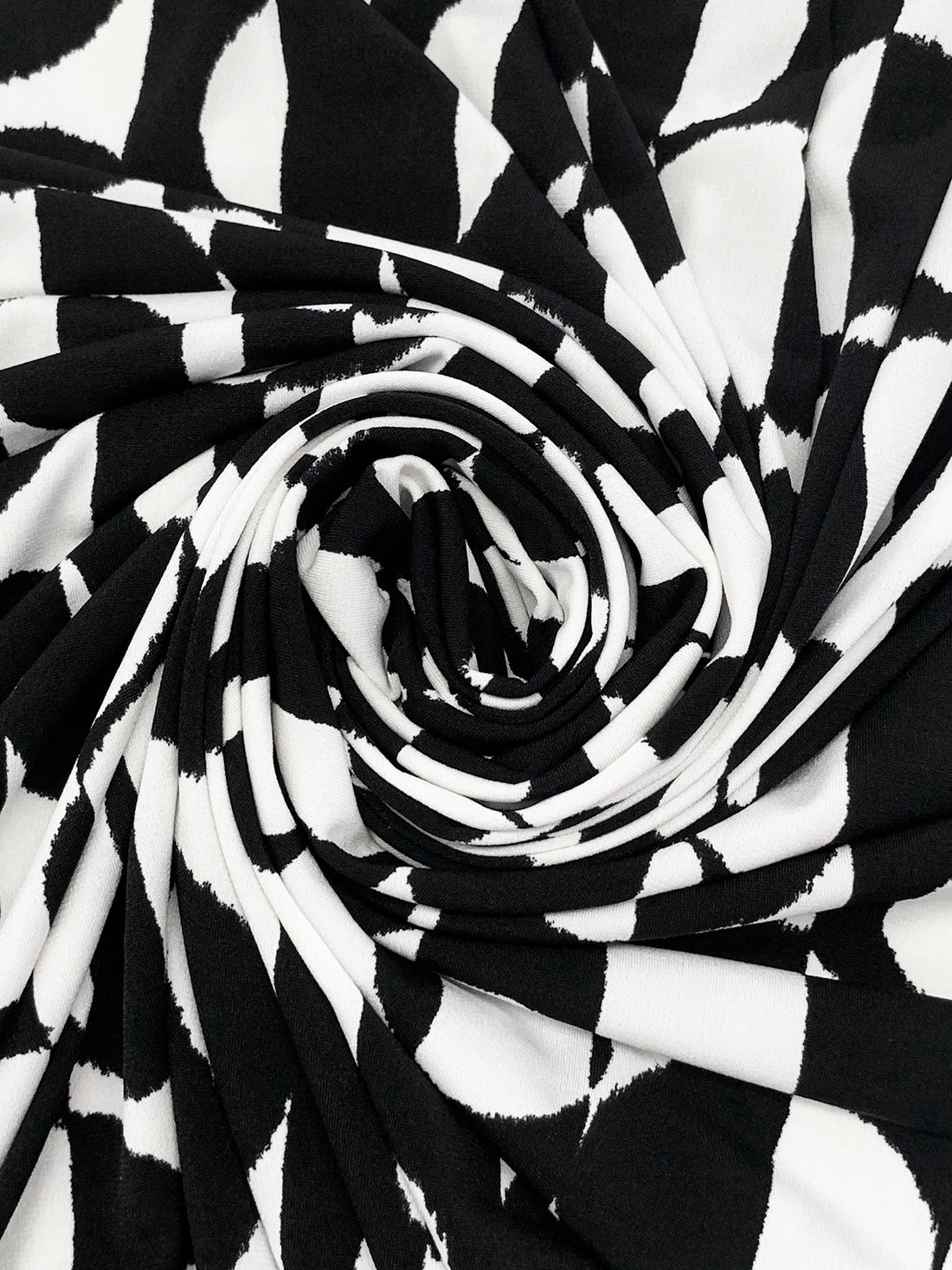 White/Black Polyester/Lycra Vertical Striped Irregular Circles Print ITY Knit - NY Designer - 56W