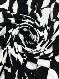 White/Black Polyester/Lycra Vertical Striped Irregular Circles Print ITY Knit - NY Designer - 56W