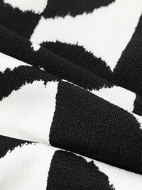 White/Black Polyester/Lycra Vertical Striped Irregular Circles Print ITY Knit - NY Designer - 56W