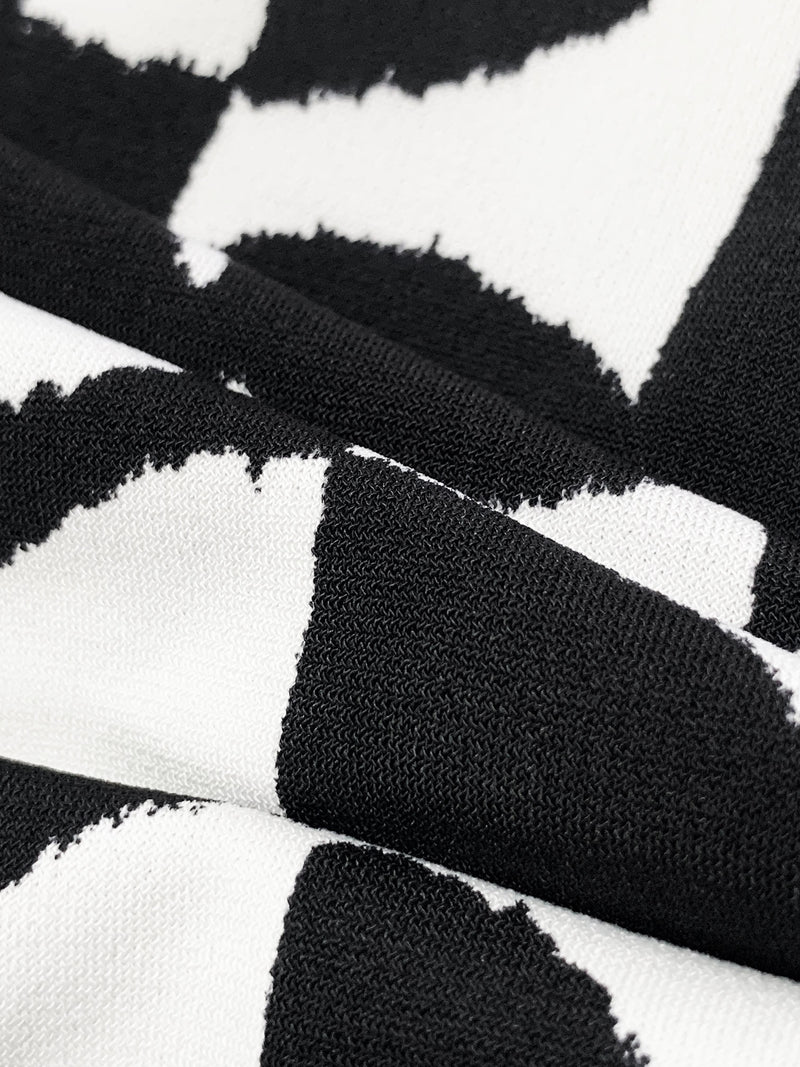 White/Black Polyester/Lycra Vertical Striped Irregular Circles Print ITY Knit - NY Designer - 56W