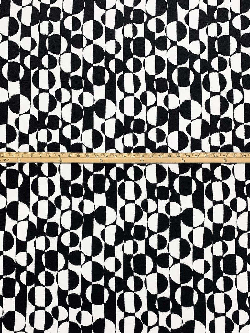 White/Black Polyester/Lycra Vertical Striped Irregular Circles Print ITY Knit - NY Designer - 56W