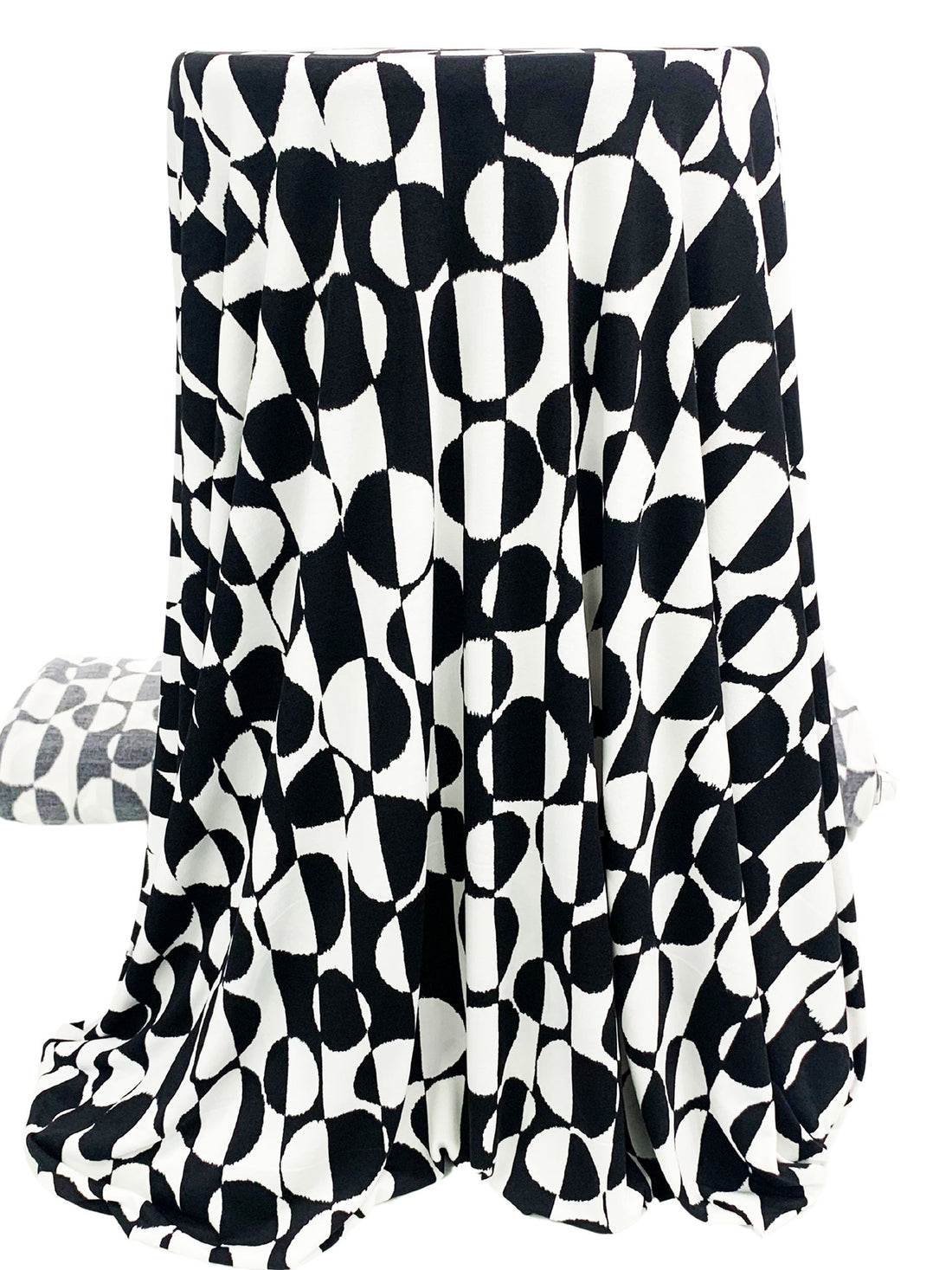 White/Black Polyester/Lycra Vertical Striped Irregular Circles Print ITY Knit - NY Designer - 56W