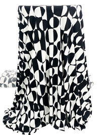 White/Black Polyester/Lycra Vertical Striped Irregular Circles Print ITY Knit - NY Designer - 56W