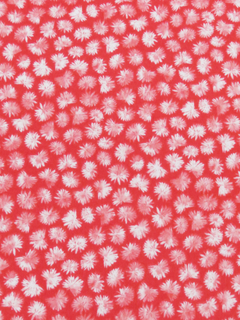 Hot Strawberry/White Polyester/Lycra Dandelion Puffs Print ITY Knit - NY Designer - 58W