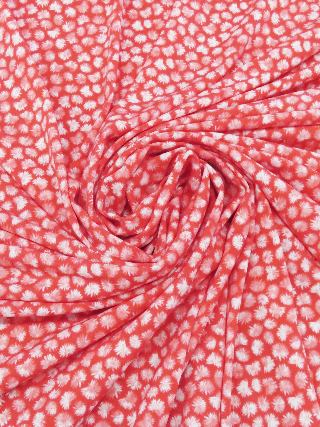 Hot Strawberry/White Polyester/Lycra Dandelion Puffs Print ITY Knit - NY Designer - 58W