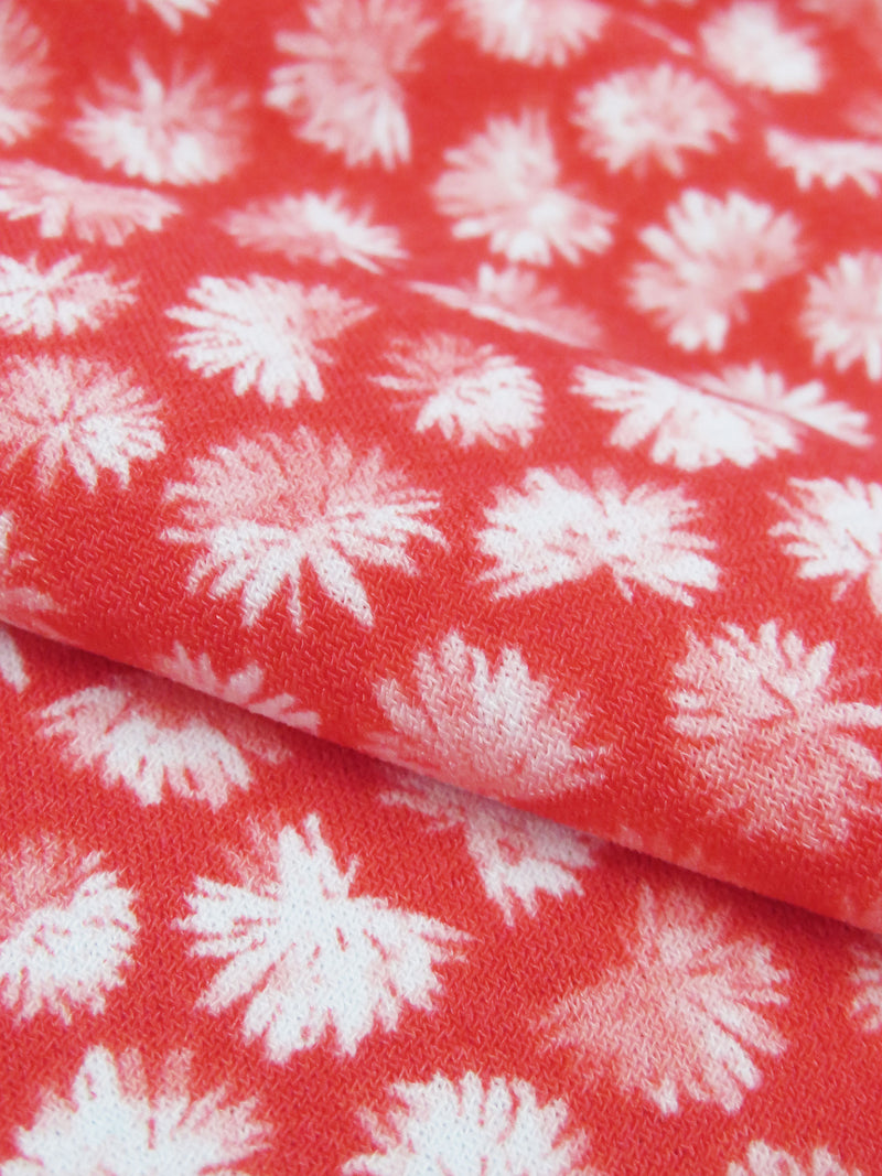 Hot Strawberry/White Polyester/Lycra Dandelion Puffs Print ITY Knit - NY Designer - 58W
