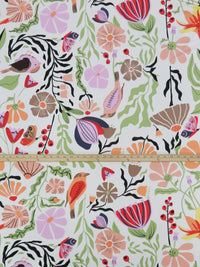 Off White/Aloe Green/Mocha Mousse/Multi Polyester/Lycra Flora And Fauna Print ITY Knit - NY Designer - 58W