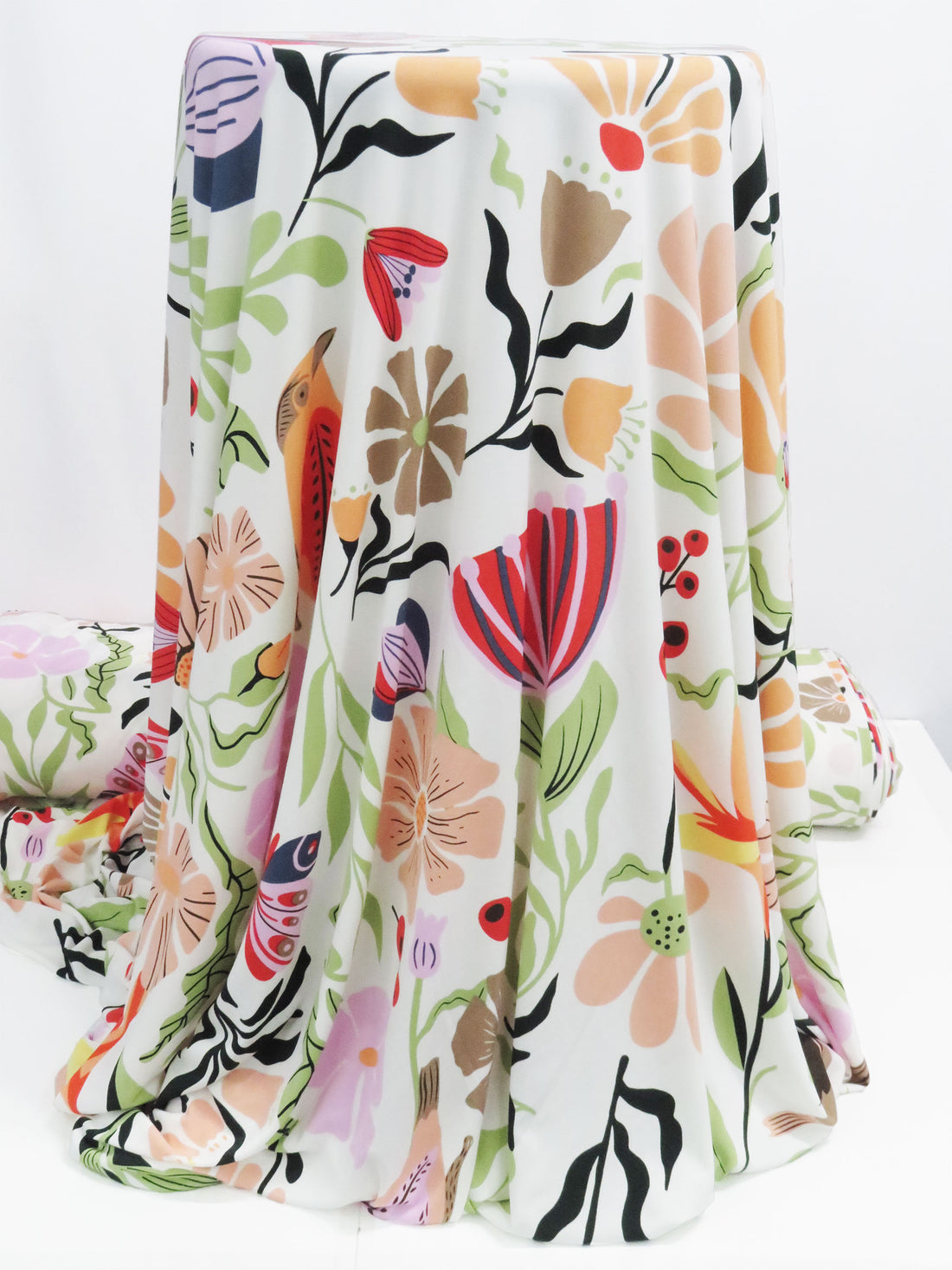 Off White/Aloe Green/Mocha Mousse/Multi Polyester/Lycra Flora And Fauna Print ITY Knit - NY Designer - 58W