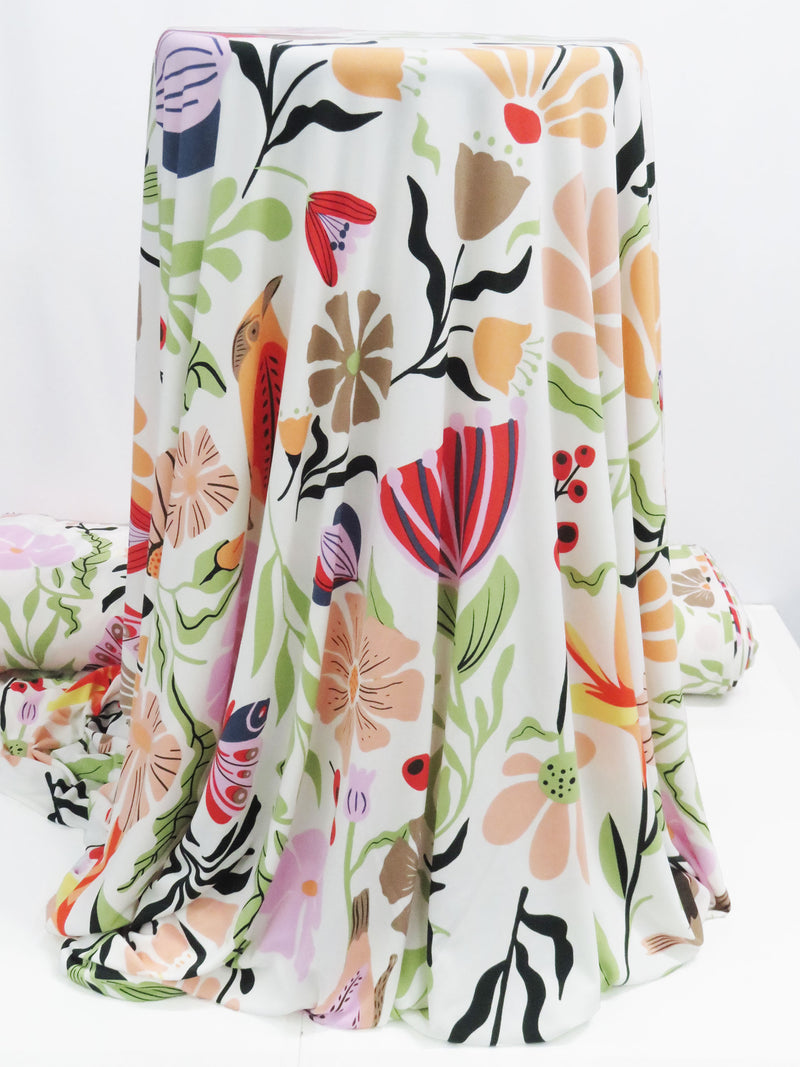 Off White/Aloe Green/Mocha Mousse/Multi Polyester/Lycra Flora And Fauna Print ITY Knit - NY Designer - 58W