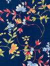 Dark Lapis Blue/Mellow Apricot/Berry Red/Multi Polyester/Lycra Floral Print ITY Knit - NY Designer - 58W