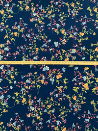 Dark Lapis Blue/Mellow Apricot/Berry Red/Multi Polyester/Lycra Floral Print ITY Knit - NY Designer - 58W
