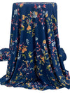 Dark Lapis Blue/Mellow Apricot/Berry Red/Multi Polyester/Lycra Floral Print ITY Knit - NY Designer - 58W
