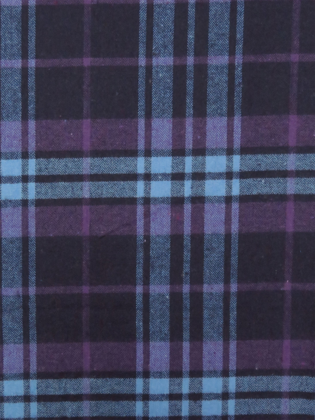 Byzantium Purple/Muted Midnight Navy/Moonstone Blue 100% Cotton Large Plaid Weave Flannel Shirting 56W