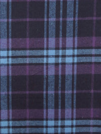 Byzantium Purple/Muted Midnight Navy/Moonstone Blue 100% Cotton Large Plaid Weave Flannel Shirting 56W