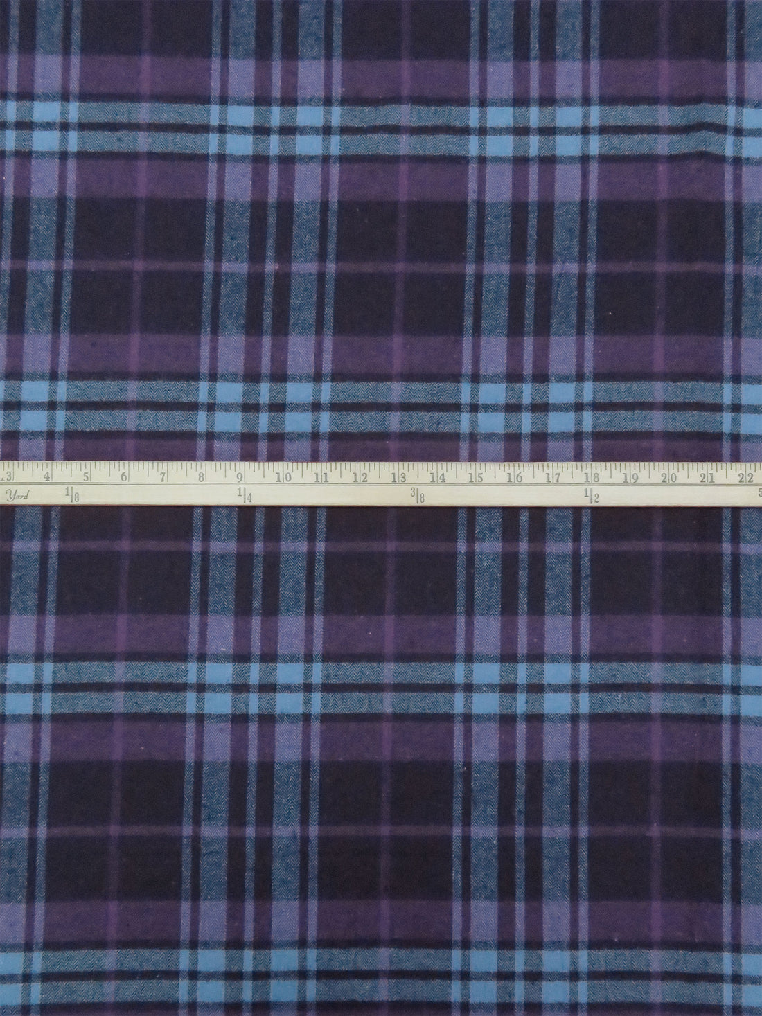 Byzantium Purple/Muted Midnight Navy/Moonstone Blue 100% Cotton Large Plaid Weave Flannel Shirting 56W