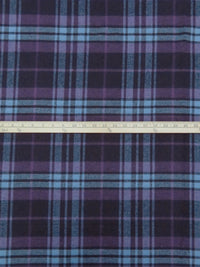 Byzantium Purple/Muted Midnight Navy/Moonstone Blue 100% Cotton Large Plaid Weave Flannel Shirting 56W