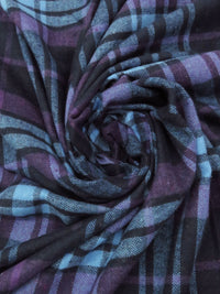 Byzantium Purple/Muted Midnight Navy/Moonstone Blue 100% Cotton Large Plaid Weave Flannel Shirting 56W