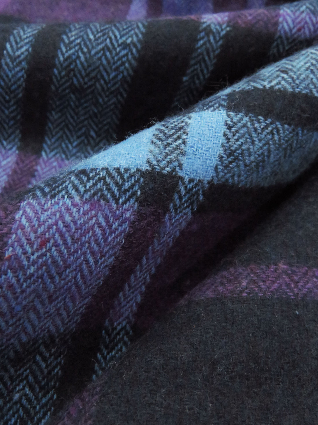 Byzantium Purple/Muted Midnight Navy/Moonstone Blue 100% Cotton Large Plaid Weave Flannel Shirting 56W