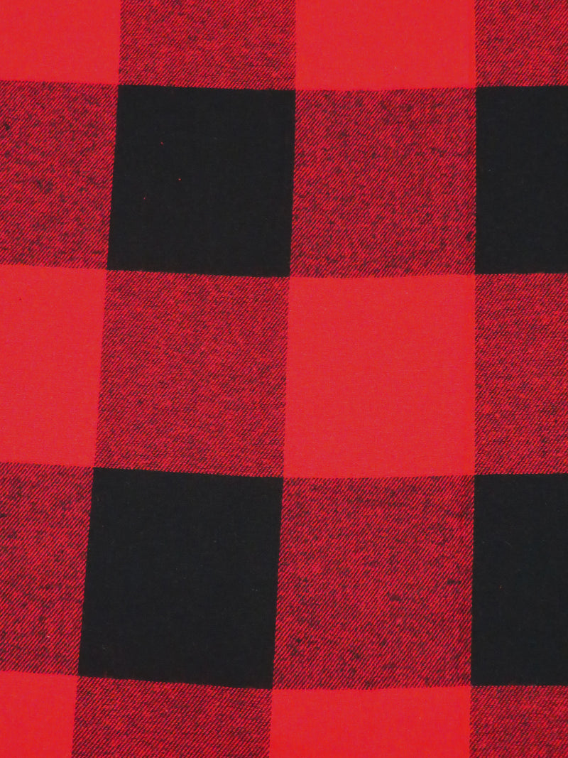 Cadmium Red/Black 100% Cotton Plaid Weave Yarn-Dyed Flannel Shirting 60W
