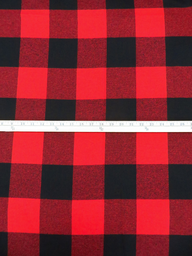 Cadmium Red/Black 100% Cotton Plaid Weave Yarn-Dyed Flannel Shirting 60W