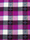 Rich Purple/Tangerine/Off-White/Multi 100% Cotton Plaid Tribal Weave Yarn-Dyed Flannel Shirting 51W