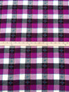 Rich Purple/Tangerine/Off-White/Multi 100% Cotton Plaid Tribal Weave Yarn-Dyed Flannel Shirting 51W