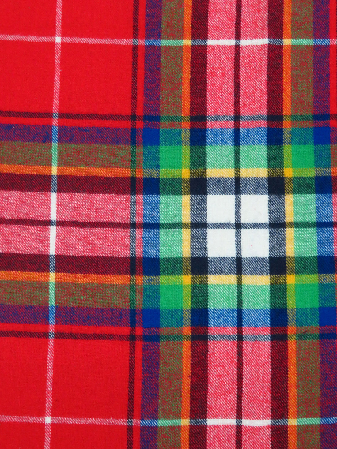 Maximum Red/Vine Green/Dark Navy/Multi 100% Cotton Plaid Weave Flannel Shirting 60W