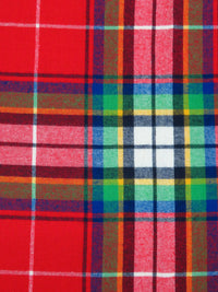 Maximum Red/Vine Green/Dark Navy/Multi 100% Cotton Plaid Weave Flannel Shirting 60W