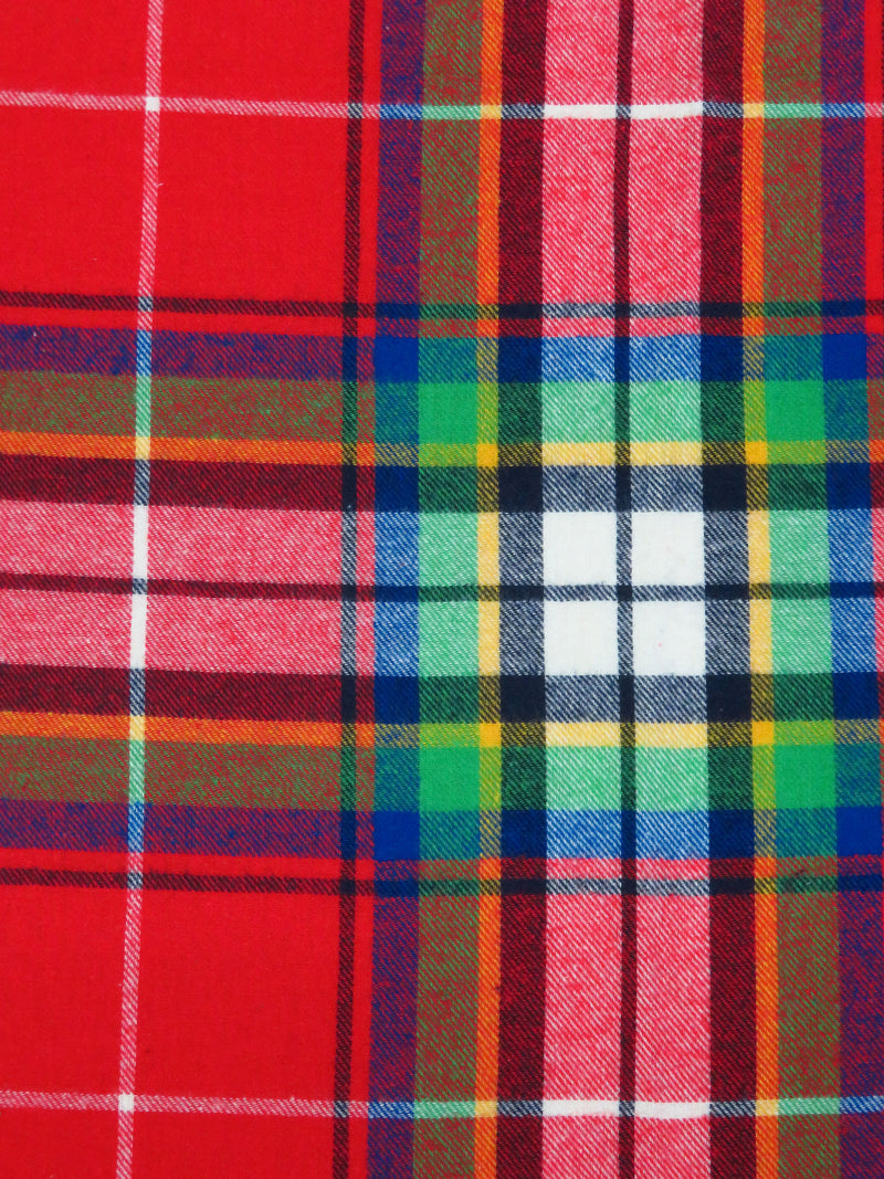 Maximum Red/Vine Green/Dark Navy/Multi 100% Cotton Plaid Weave Flannel Shirting 60W