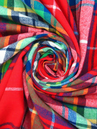 Maximum Red/Vine Green/Dark Navy/Multi 100% Cotton Plaid Weave Flannel Shirting 60W