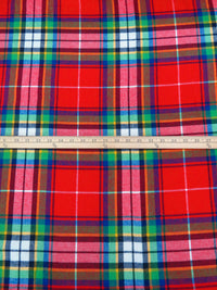 Maximum Red/Vine Green/Dark Navy/Multi 100% Cotton Plaid Weave Flannel Shirting 60W