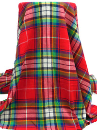 Maximum Red/Vine Green/Dark Navy/Multi 100% Cotton Plaid Weave Flannel Shirting 60W