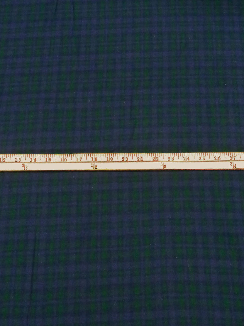 Kachi Iro Blue/Racing Green 100% Cotton Plaid Weave Flannel Shirting 62W