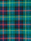 Teal Green/Maize/Coral Red/Navy 100% Cotton Plaid Weave Yarn-Dyed Flannel Shirting 62W