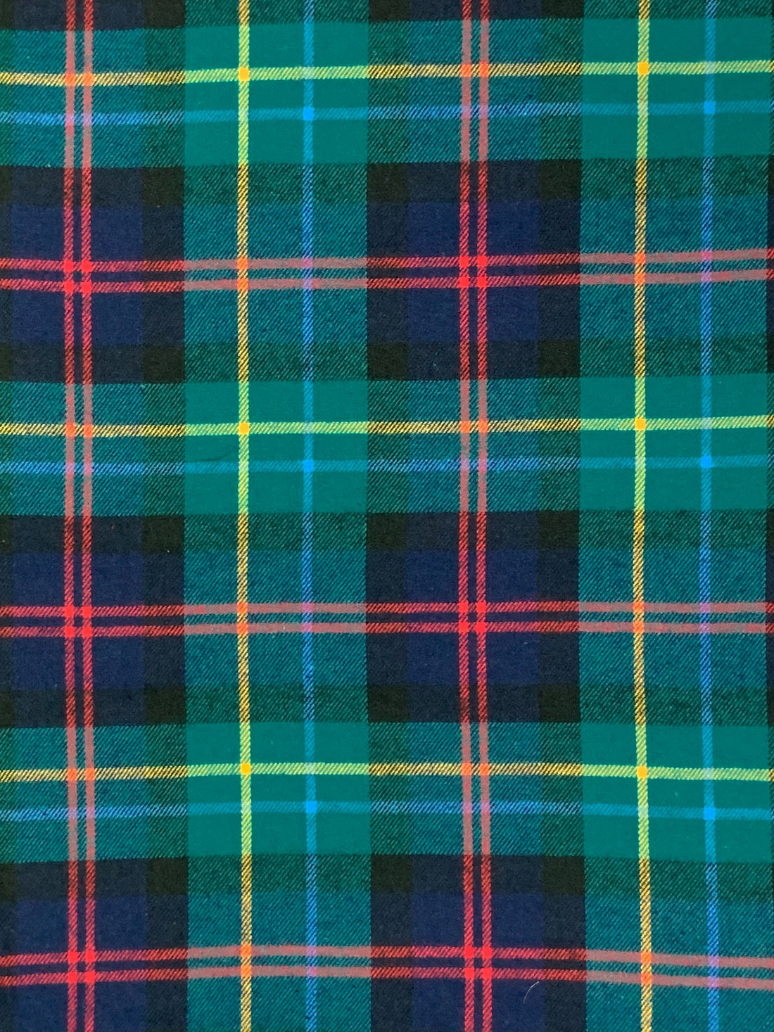Teal Green/Maize/Coral Red/Navy 100% Cotton Plaid Weave Yarn-Dyed Flannel Shirting 62W