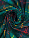 Teal Green/Maize/Coral Red/Navy 100% Cotton Plaid Weave Yarn-Dyed Flannel Shirting 62W