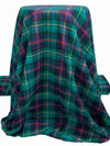 Teal Green/Maize/Coral Red/Navy 100% Cotton Plaid Weave Yarn-Dyed Flannel Shirting 62W