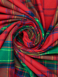 Dark Red/Hunter Green/Midnight Navy/Multi 100% Cotton Plaid Weave Yarn-Dyed Flannel Shirting 60W